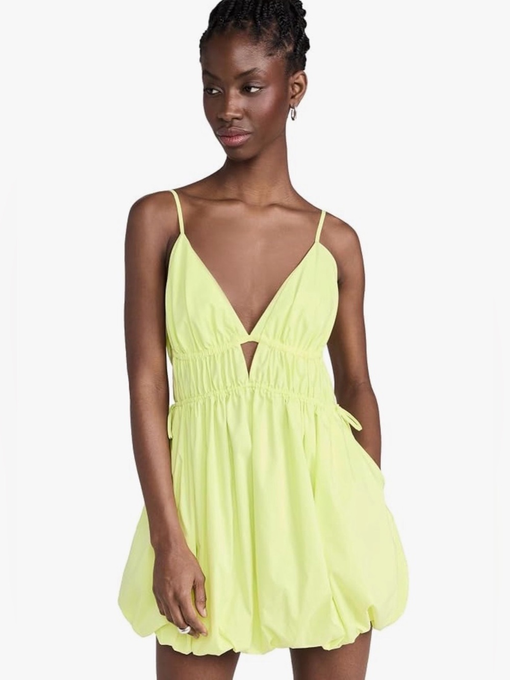 Johnathon SimKhai Lime Green Spaghetti Strap V-Neck Mini Dress